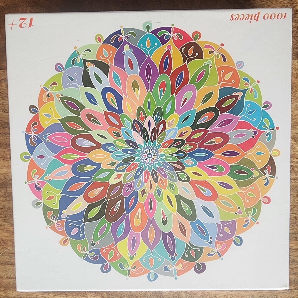 Bgraamiens Blooming Color 1000 Piece Round Mandala Jigsaw Puzzle Multi-Color New